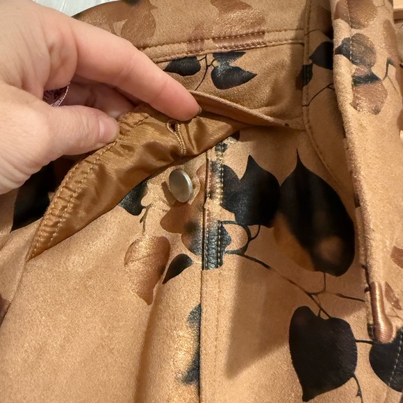 Cato Tan Floral Full Zip Jacket - Picture 5 of 16